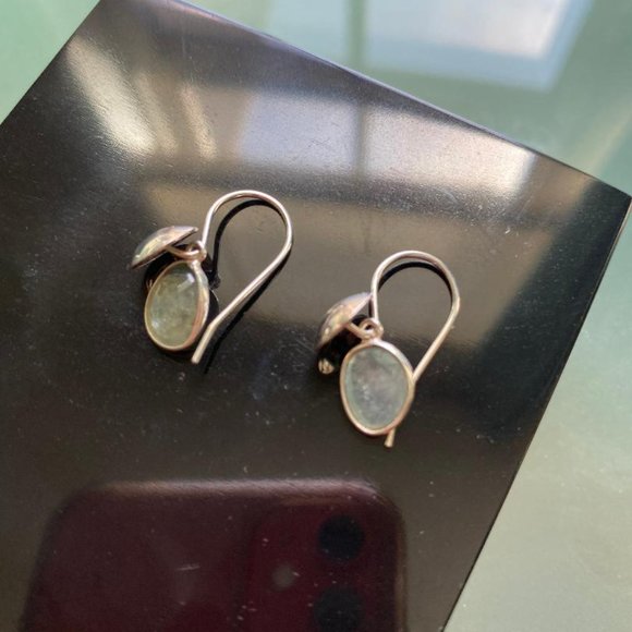 Beryl Gemstone Sterling Silver Earrings - Picture 2 of 3